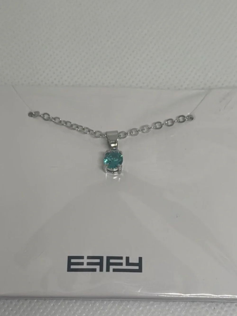 NWT EFFY Silver Teal Green Gemstone Necklace 18”